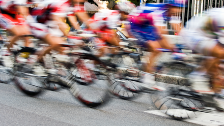 Motion Blur of Bicycle Race Riders